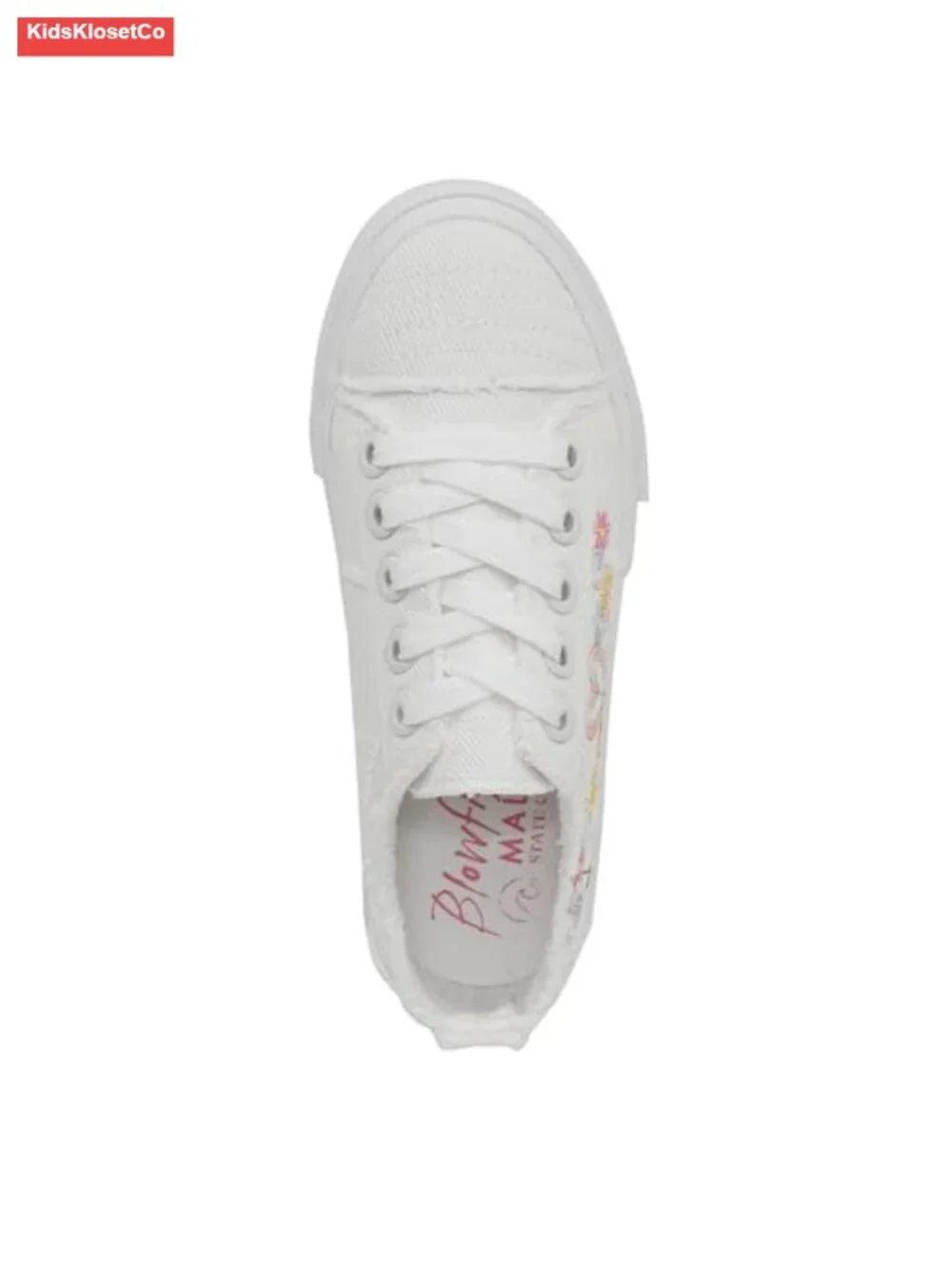 Kids Denim Fabric Sneakers Lace-Up Floral Embroidered Low Top Casual Walking